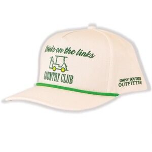 New Simply Southern Drinks On The Links Country Club White Snapback Hat OSFM